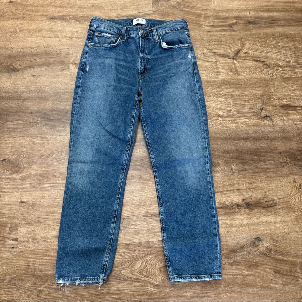 Agolde Kye Mid Rise Ankle Straight Jeans Blue Soft Stretch‎ Classic Size 26